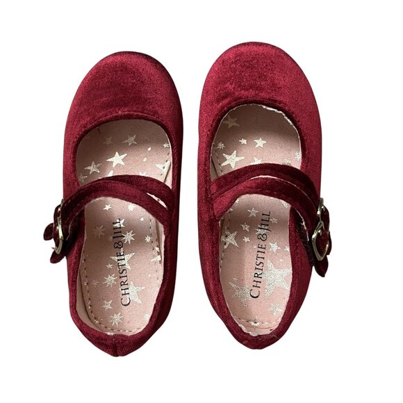 Christie & Jill Toddler Girls Mary Jane Velvet Kids Flat Party Shoes Sz 6 - Picture 1 of 7